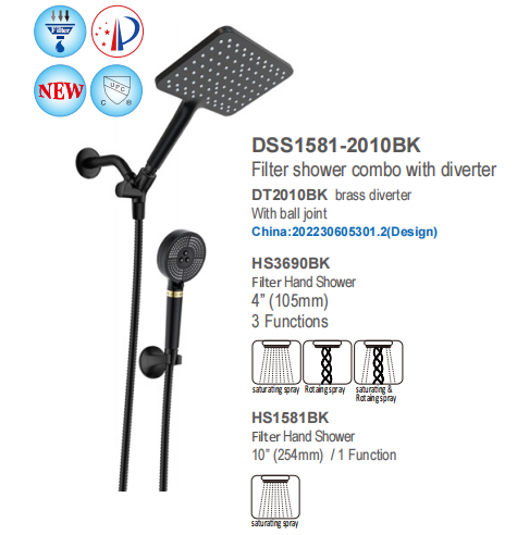 filter shower combo with diverter
